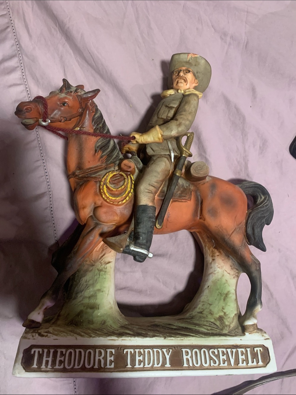 Collectible Vintage-Style Brown and Tan Cowboy Horse Figurine